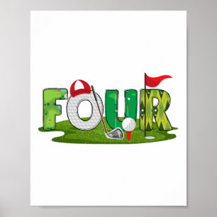 Affiche 4e anniversaire Golf Thème 4 ans Enfants Sport Par