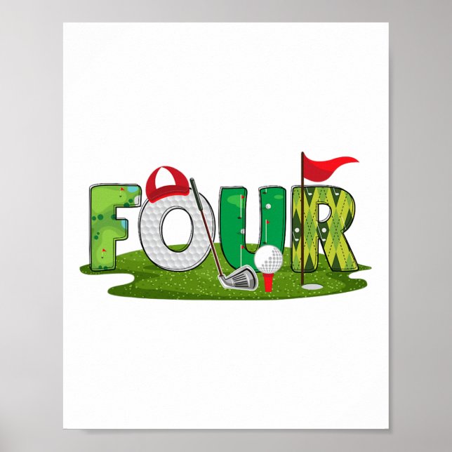 Affiche 4e anniversaire Golf Thème 4 ans Enfants Sport Par (Devant)