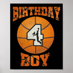 Affiche 4e anniversaire tenue garçon basket-ball quatre an