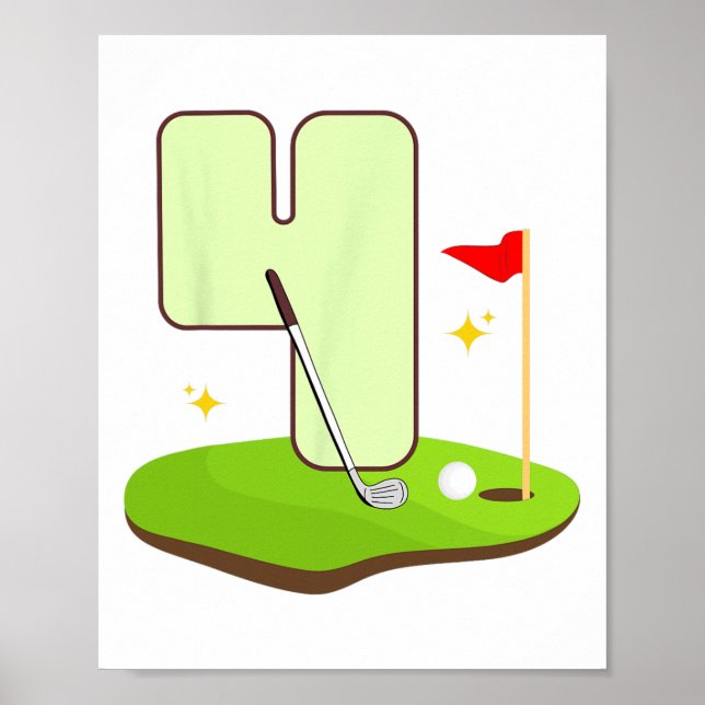 Affiche 4e Golf Anniversaire Golfeur 4 ans Parti Anniversa (Devant)