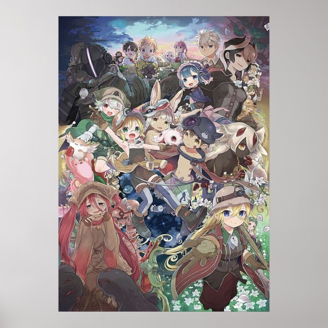 Affiche 4K Riko Reg et personnages en Made in Abyss (Devant)