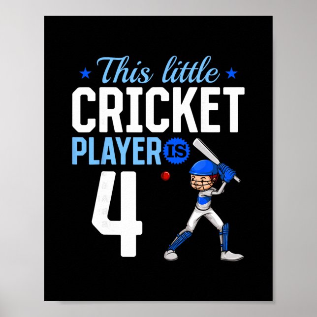 Affiche 4th Birthday Cricket Player  (Devant)