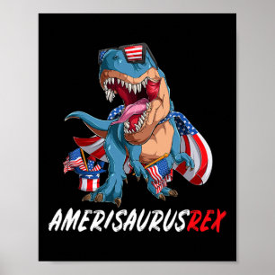 Affiche 4th July T Rex America Dinosaur Independence Day P