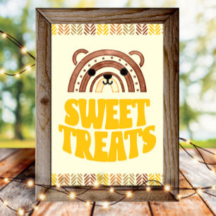 Affiche 4x6 Sweets Boho Woodland Bear Anniversaire Dessert