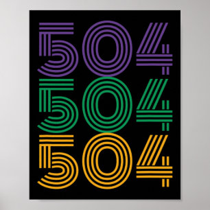 Affiche 504 Mardi Gras 2025 Drôle costume de carnaval