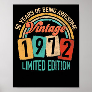 Affiche 50 Ans D'Être génial En 1972 50e Anniversaire