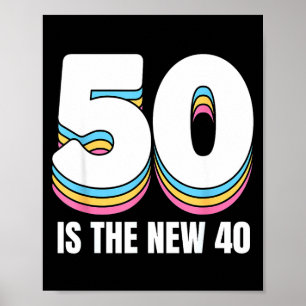 Affiche 50 ans est le nouveau 40 drôle femmes rétro coloré