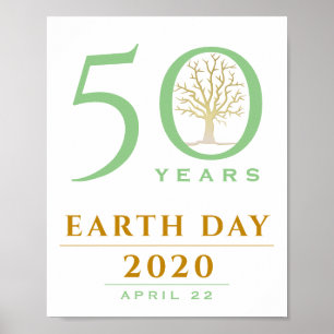 Affiche 50 ans, Jour de la Terre 2020, Arbre Or et Vert