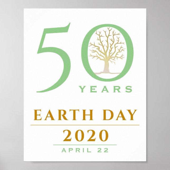 Affiche 50 ans, Jour de la Terre 2020, Arbre Or et Vert (Devant)