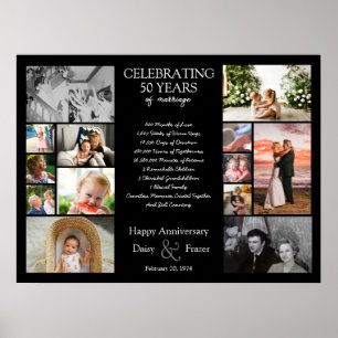 Affiche 50 ans mariage anniversaire photo collage modifiab