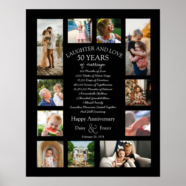 Affiche 50 ans mariage anniversaire photo collage modifiab (Devant)