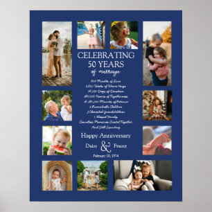 Affiche 50 ans mariage anniversaire photo collage modifiab