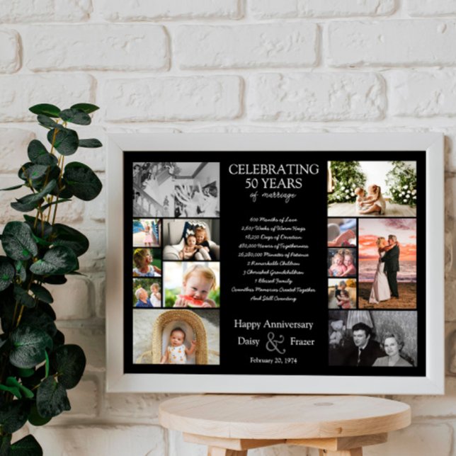 Affiche 50 ans mariage anniversaire photo collage modifiab (Créateur téléchargé)