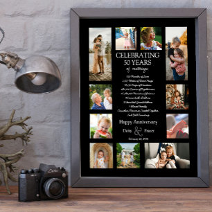 Affiche 50 ans mariage anniversaire photo collage modifiab