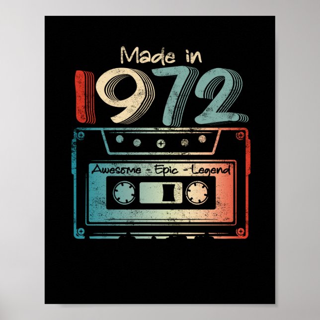 Affiche 50 Cadeaux Anniversaire Année Vieux Fait en 1972 C (Devant)