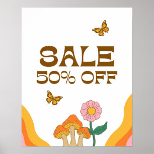 Affiche 50% De Promo, Boutique Signe, Boutique Magasin