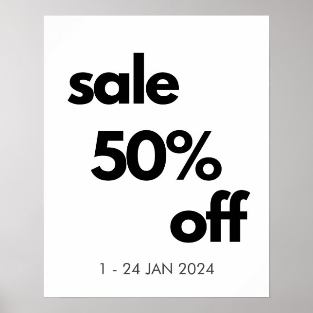 Affiche 50% De Promo Signe, Boutique Personnalisée Vente (Devant)