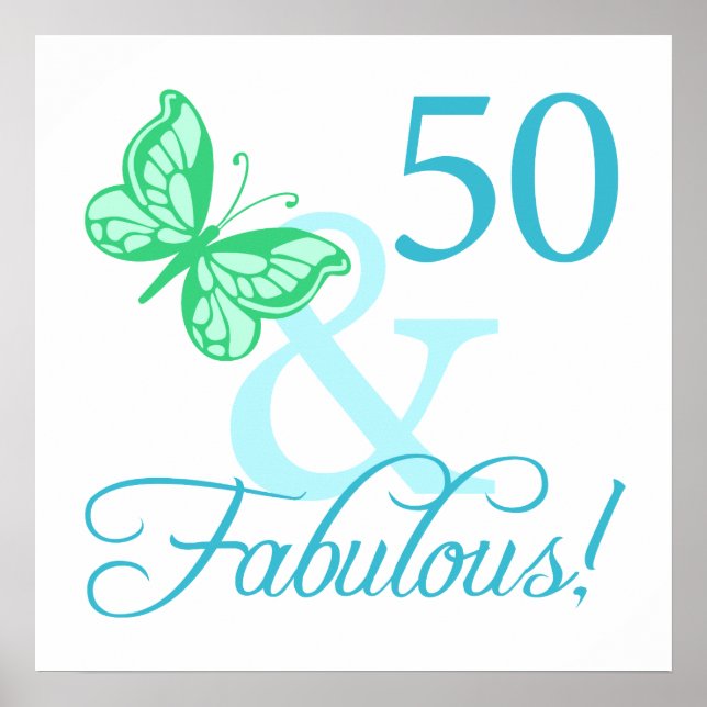 Affiche 50 Et Cadeaux Fabuleux Anniversaires (Aqua) (Devant)