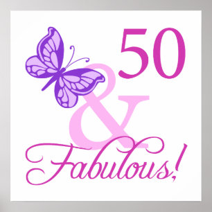 Affiche 50 Et Cadeaux Fabuleux D'Anniversaire (Plum)