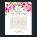 Affiche 50 et fabuleux cadeau d'anniversaire pour maman ch<br><div class="desc">Ceci est un DO IT YOURSELF XX Raisons pour lesquelles nous vous aimons. Raisons roses nous vous aimons,  modifiable 50 Raisons,  60ème anniversaire,  modifiable,  80ème anniversaire,  souvenirs,  vous aimer,  maman,  retirer imprimable Vous pouvez modifier le texte du corps principal. Conçu par The Arty Apples Limited</div>