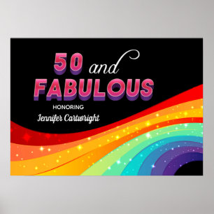Affiche 50 et Fabulous Rainbow 50th Birthday Party