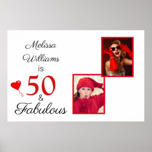 Affiche 50 et nom fabuleux Deux photos 50e anniversaire LG