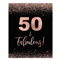 50 & Fabuleux Anniversaire Signe Rose Gold Confett
