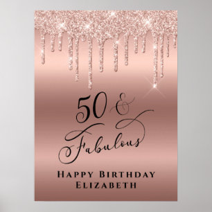 Affiche 50 Fabuleux Rose Gold Parties scintillant fête d'a