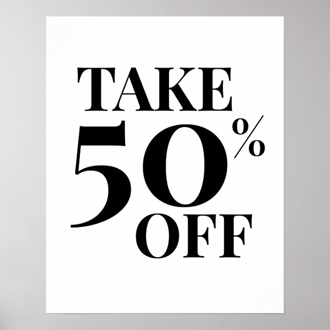Affiche 50% Off Sale Sign, Black and White Sale (Devant)