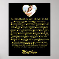 50 Raisons Nous vous aimons 50e anniversaire Coeur