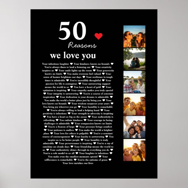 Affiche 50 raisons Nous vous aimons 50e anniversaire Colla (Devant)