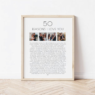 Affiche 50 raisons pour lesquelles je t'aime Cadeau d'anni