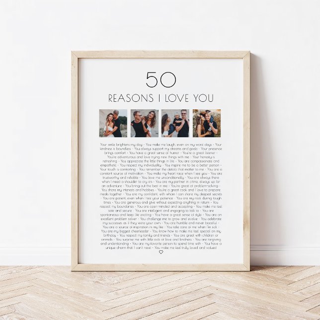 Affiche 50 raisons pour lesquelles je t'aime Cadeau d'anni (Créateur téléchargé)