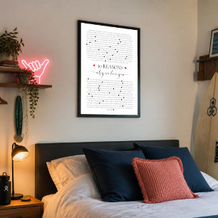 Affiche 50 raisons pour lesquelles nous t'aimons cadeau po