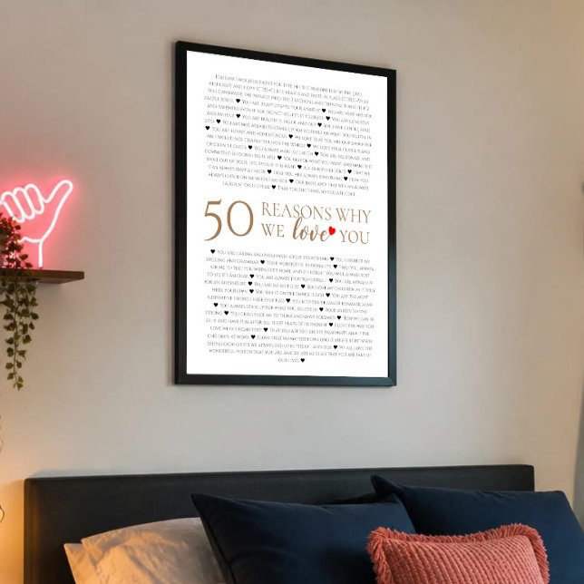Affiche 50 raisons pour lesquelles nous vous aimons cadeau (Créateur téléchargé)