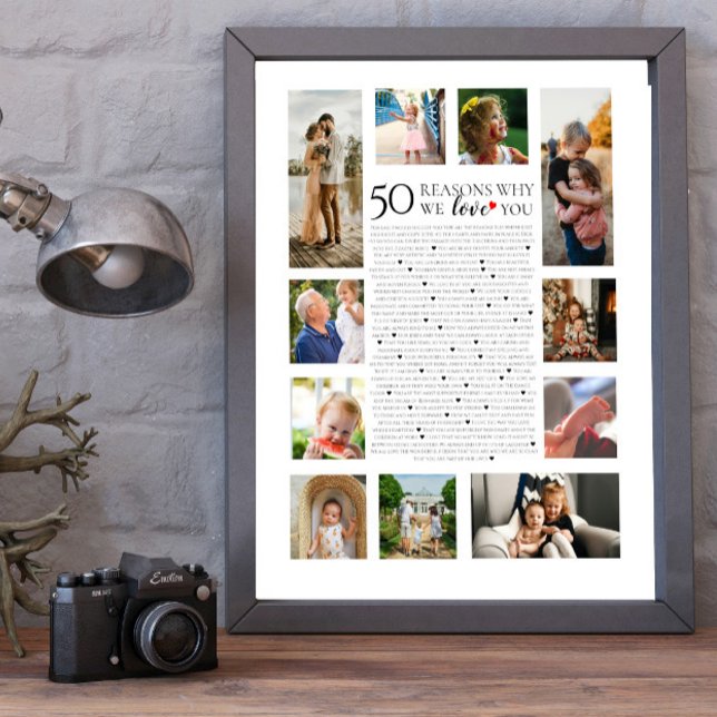 Affiche 50 raisons pour lesquelles nous vous aimons collag (Créateur téléchargé)