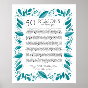 Affiche 50 raisons pour lesquelles nous vous aimons feuill