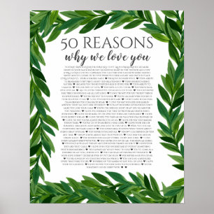 Affiche 50 raisons pour lesquelles nous vous aimons feuill