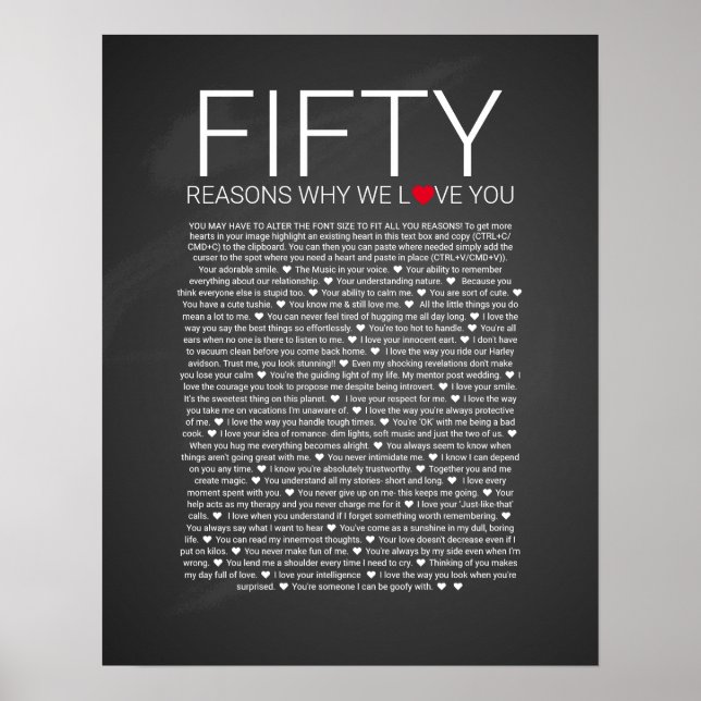 Affiche 50 raisons pour lesquelles nous vous aimons sermen (Devant)