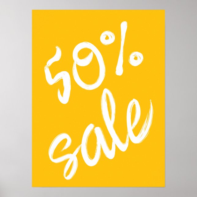 Affiche 50% Signe de vente, 18x24 Vente Jaune (Devant)