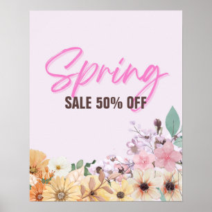 Affiche 50% Signe de vente, Promotion de vente de printemp