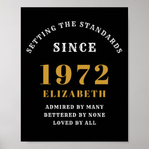 Affiche 50e anniversaire 1972 Elégant Black Gold Chic