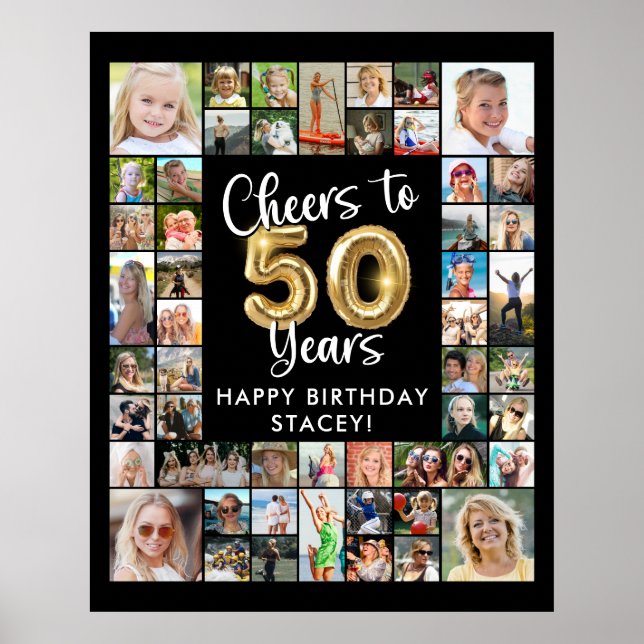 Affiche 50e anniversaire 51 Collage de photos À 50 ans (Devant)
