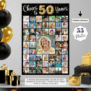 Affiche 50e anniversaire 55 Photo Collage À vos années