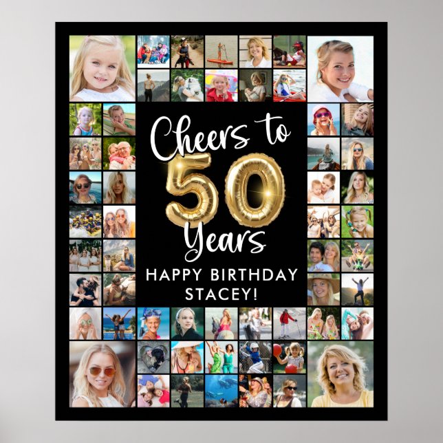 Affiche 50e anniversaire 57 Photo Collage À 50 ans Cheers (Devant)