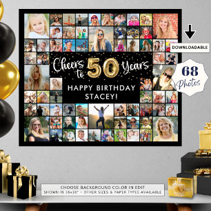 Affiche 50e Anniversaire 68 Photo Collage Honneur À 50 Ans