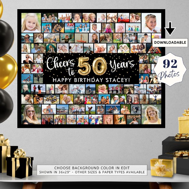Affiche 50e anniversaire 92 Photos Black Gold Cheers To Ye (Créateur téléchargé)