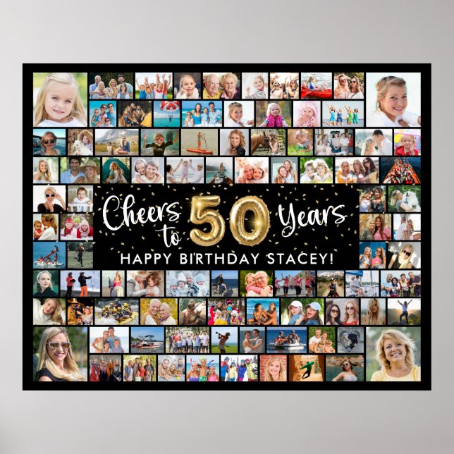 Affiche 50e anniversaire 92 Photos Noir Or À l'année (Devant)