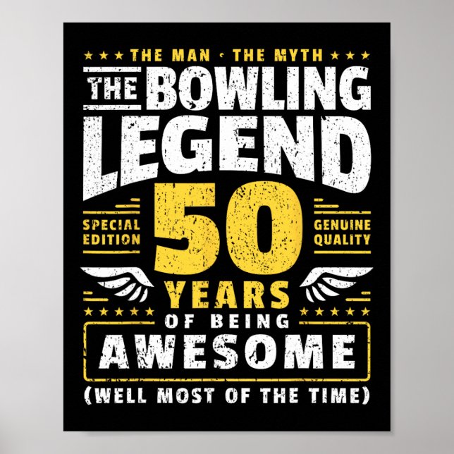 Affiche 50e anniversaire Bowling 50 ans Old Bowler (Devant)