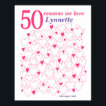 Affiche 50e Anniversaire Cadeau N'importe quelle couleur I<br><div class="desc">Un merveilleux cadeau de 50e anniversaire ou une idée de livre d'or de fête. Ce poster fabuleux contient 50 coeurs pour vous permettre d'écrire 50 courts messages d'amour. Parfait pour un cadeau spécial de 50ème anniversaire de la famille - ou à utiliser à une cinquantième fête comme livre d'or. *...</div>